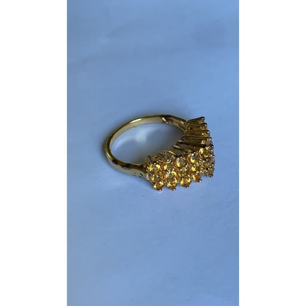 Citrine Pyramid 1.75 CT  Ring Size 7 Gold Plated .925 Sterling Silver